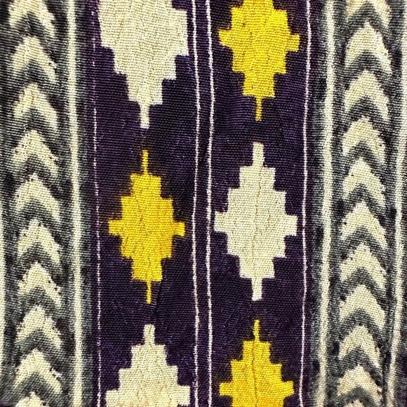 Label Ritu Kumar Shirt Dress  Snaps Button Front Tunic Aztec Purple Mustard - Picture 10 of 16